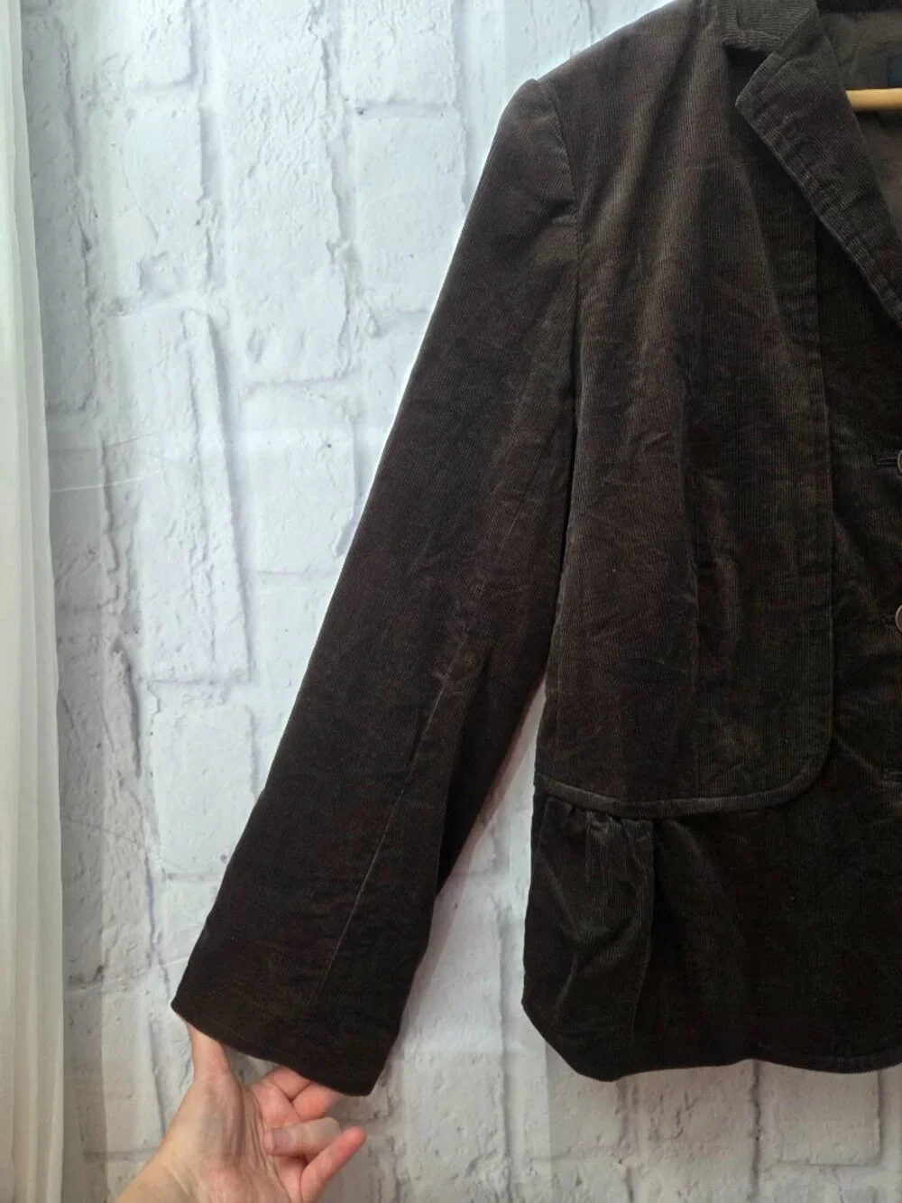 Talbots Size 12 Chocolate Brown Corduroy Triple Button Front Blazer Jacket